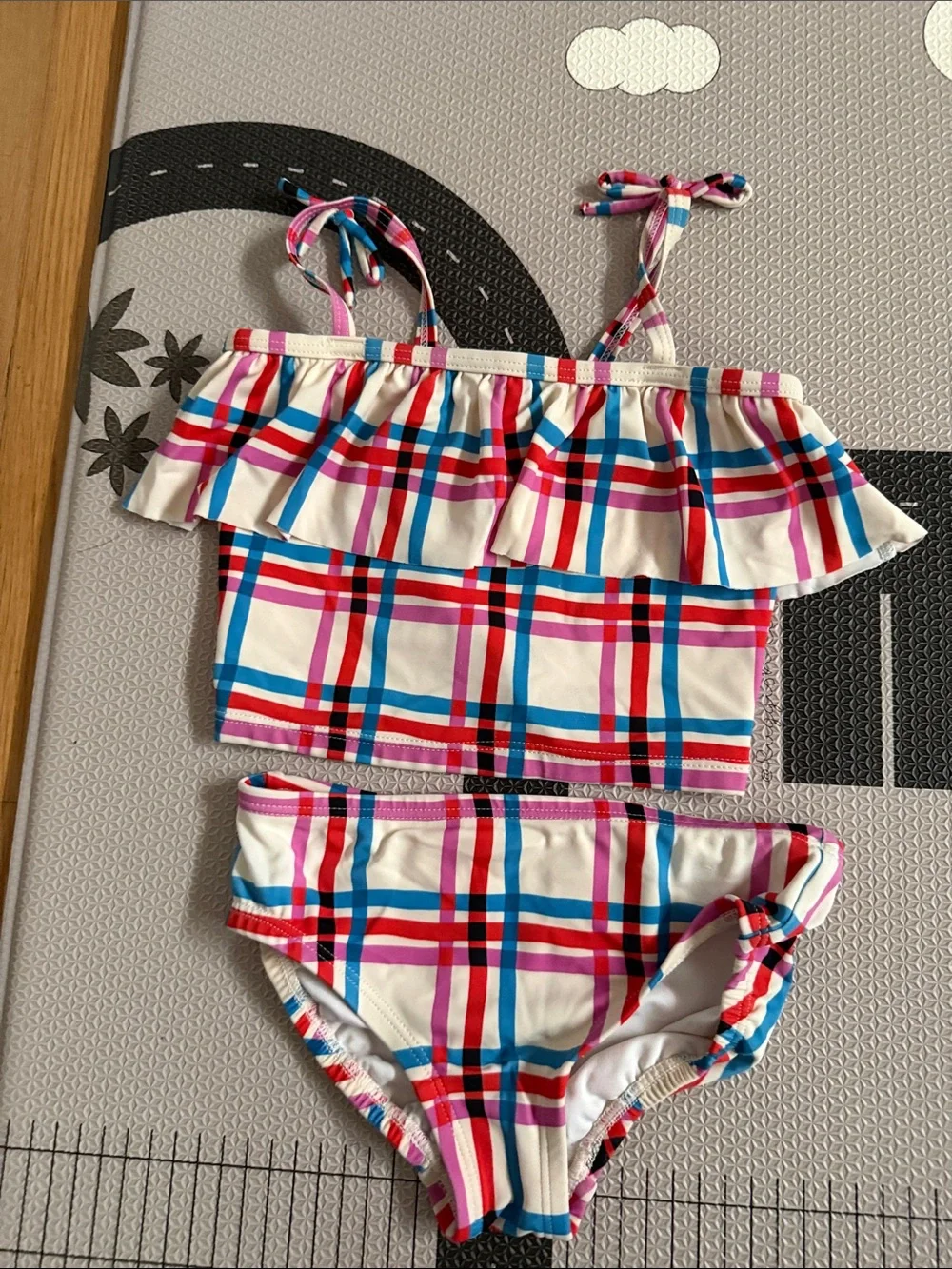 Hanna Andersson Pink & Purple Floral and Cherry Kids Rashguard and Bikini Bundle